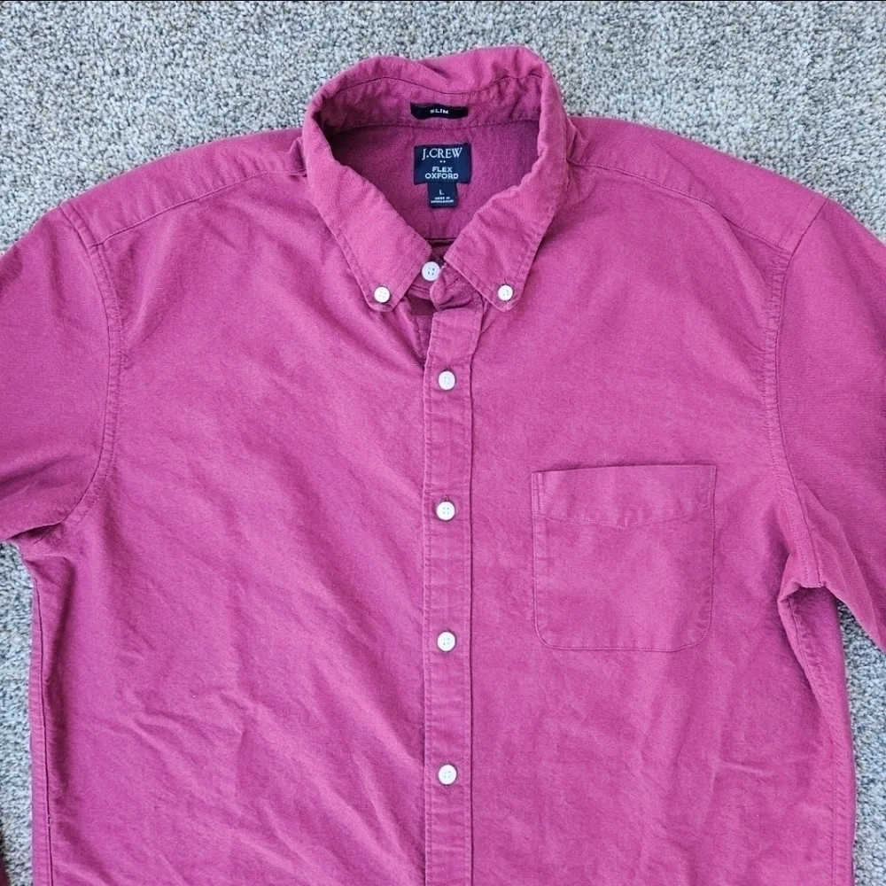 J. Crew Slim Fit Flex Oxford Long Sleeve Button Down Plaid Shirts LOT Mens Large